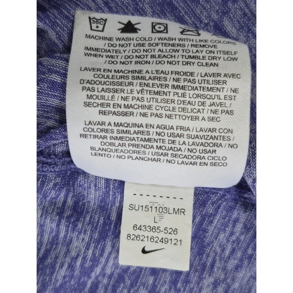 Nike Dri-FIT Womens Purple Space Dye Heathered Tank Top Large 643365-526